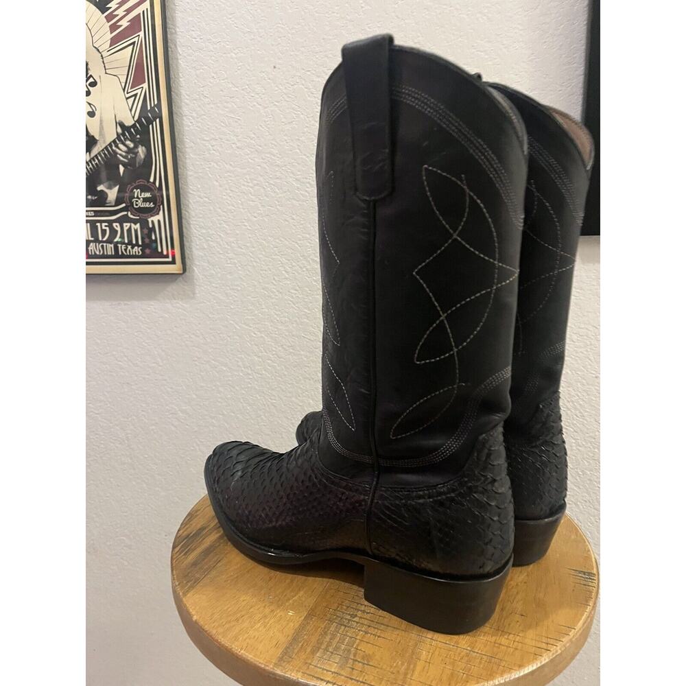 Alvies '6th Street' Classic Black Python Leather Cowboy Boots Men's SZ 9.5 NWOB - Picture 5 of 10